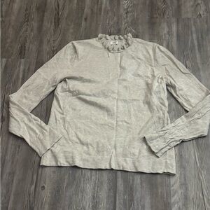 J. Crew Gray Ruffle Neck Sweater